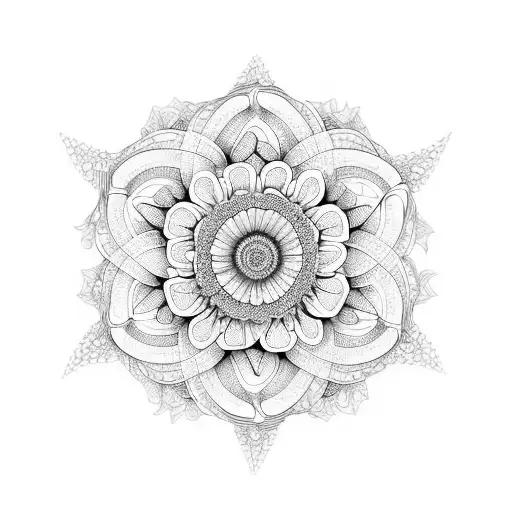 6 petaled flower fractals angles manadala tattoo design idea