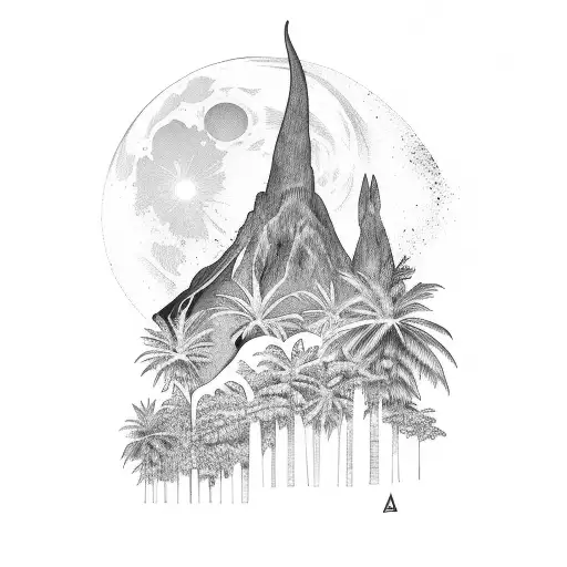 Un bosque tropical dos volcanes luna tattoo design idea