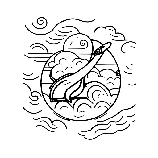 Submarine and a wave tattoo design idea