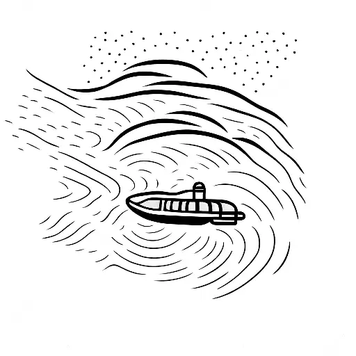 Submarine on a wave tattoo design idea