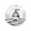 Submarine on a wave tattoo design idea