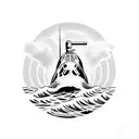 Submarine on a wave tattoo design idea