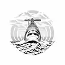 Submarine on a wave tattoo design idea