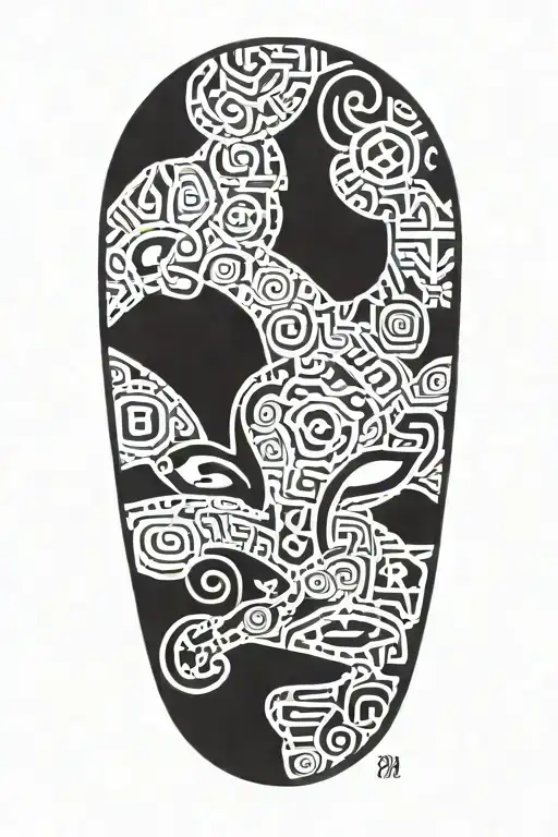 Panther with adinkra symbols Nyansapo and Kyemfere tattoo design idea