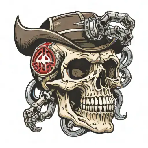 skull skeleton hand holding Kenworth logo incorporated tattoo design idea