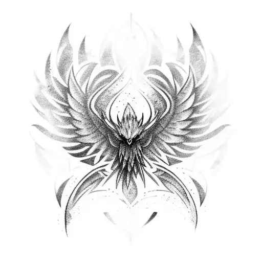 Black Phoenix in the back tattoo design idea