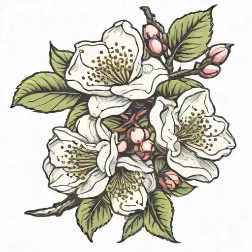 Apple blossom branch tattoo design idea