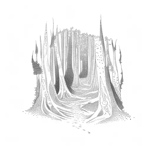 pathway through a forest tattoo design idea