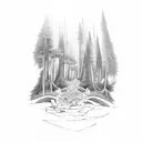 pathway through a forest tattoo design idea
