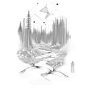 pathway through a forest tattoo design idea