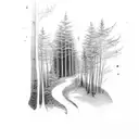 pathway through a forest tattoo design idea