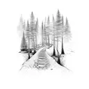 pathway through a forest tattoo design idea