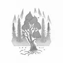 pathway through a forest tattoo design idea