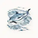 Whale, turtle, dolphin, penguin, octopus, stingray, waves, water currents tattoo design idea