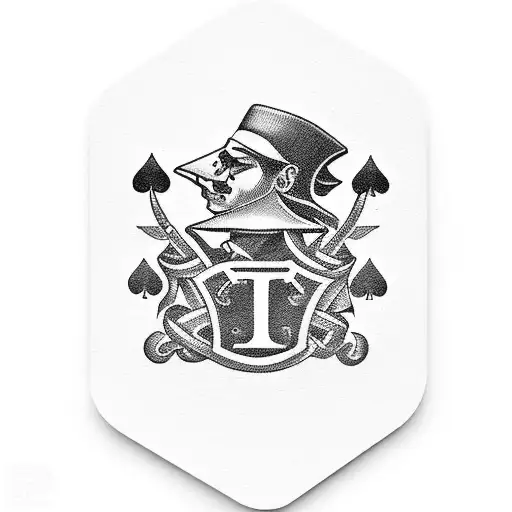 A stylish mafia-inspired playing card design with your initials as the card symbol tattoo design idea