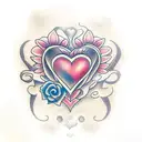 Heart with flowers and butterflies  tattoo design idea