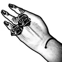 Hand with roses in relationship with god tattoo design idea