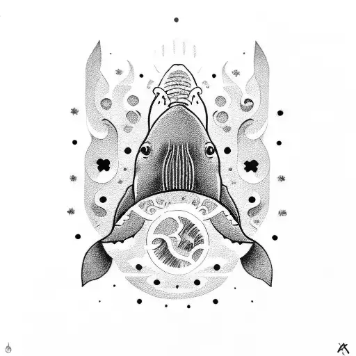 space whale tattoo design idea