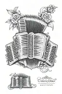 Create an accordion-inspired tattoo with a twist from Centro de Tradições Gauchas tattoo design idea
