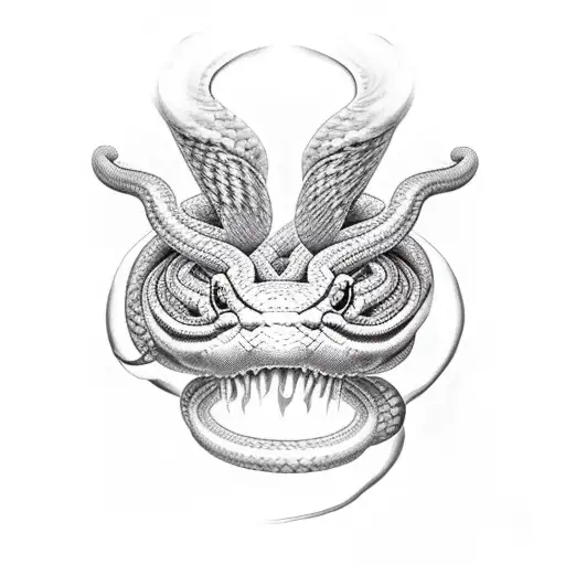 aggressive Snake head shrouded with smoke  tattoo design idea