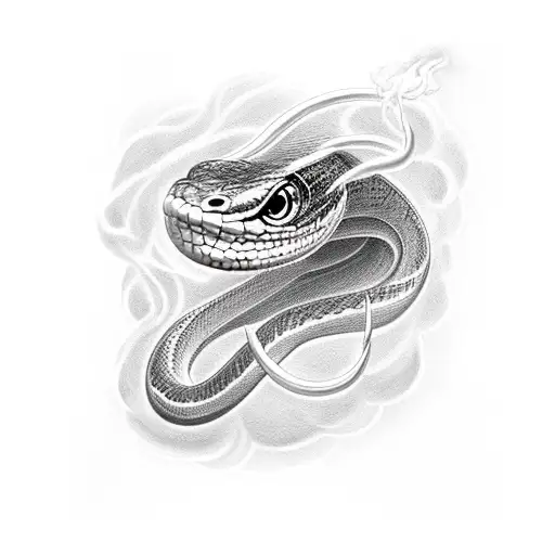 Snake head shrouded with smoke  tattoo design idea