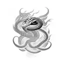 Snake Head Covered with smoke  tattoo design idea
