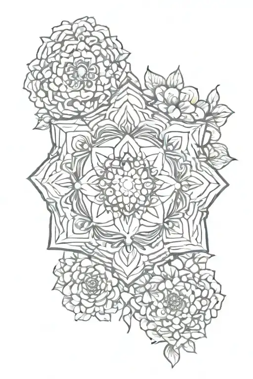 chakra symbol surrounded by birth flowers september and may tattoo design idea