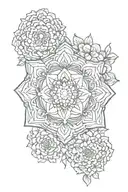 chakra symbol surrounded by birth flowers september and may tattoo design idea