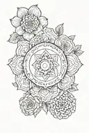 chakra symbol surrounded by birth flowers september and may tattoo design idea