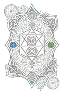 chakra symbol surrounded by baseball diamond tattoo design idea