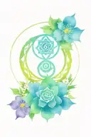 chakra symbol surrounded by flowers for sept and may tattoo design idea