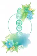 chakra symbol surrounded by flowers for sept and may tattoo design idea