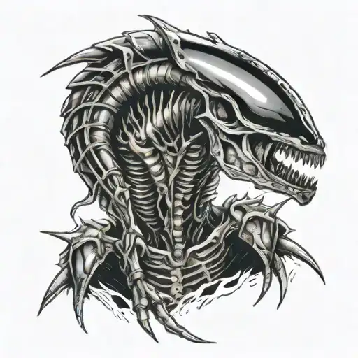 xenomorph predator fighting   tattoo design idea