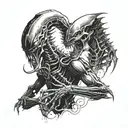 xenomorph predator fighting   tattoo design idea