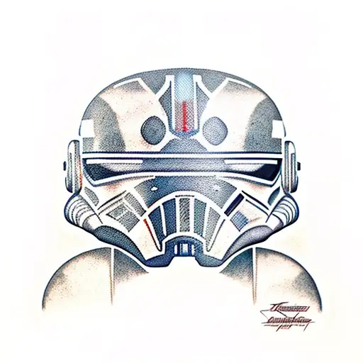Bo Katan mandalorian helmet and stormtrooper helmet foreheads touching tattoo design idea