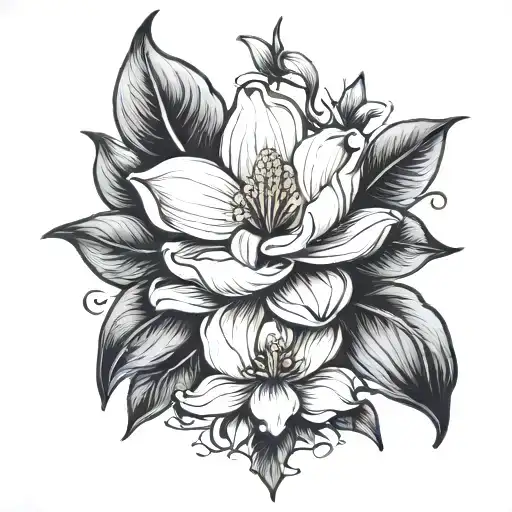 magnolia incorporating then letters "V" "L" "M" and "Z" tattoo design idea