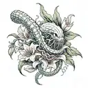 tokyo ghoul centipede with spider lily flower bouquet tattoo design idea