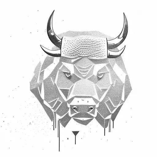 A minimalist design of a bull and bear facing each other, representing the constant struggle between bullish and bearish markets tattoo design idea