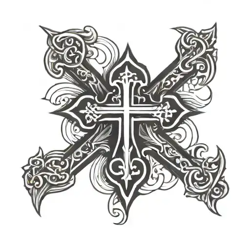 cross with Russian symbol  tattoo design idea