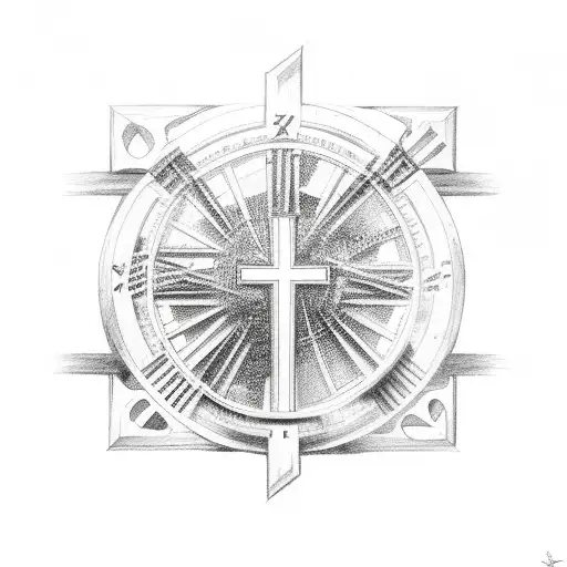 cross with a Roman numeral date tattoo design idea