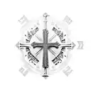 cross with a Roman numeral date tattoo design idea
