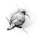 Bird with fluid lines, fractal tattoo design idea