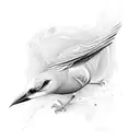 Bird with fluid lines, fractal tattoo design idea