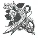 Some vintage sewing scissors tattoo design idea