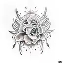 caveira com flores tattoo design idea