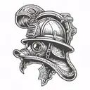firefighter helmet tattoo design idea