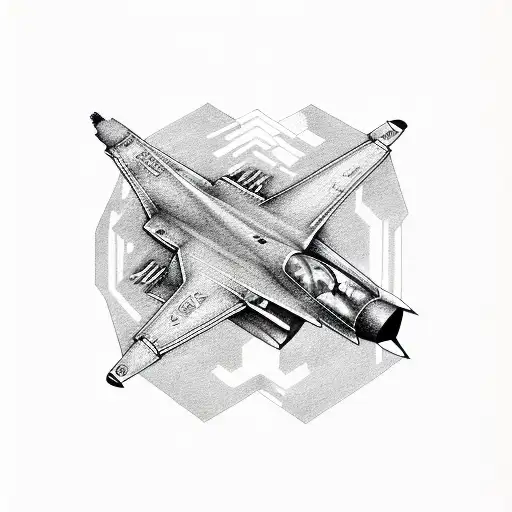 fighter jet bird eye view tattoo design idea