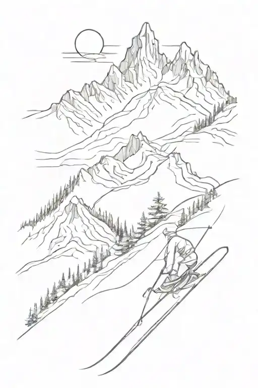 mountain ski slope tattoo design idea