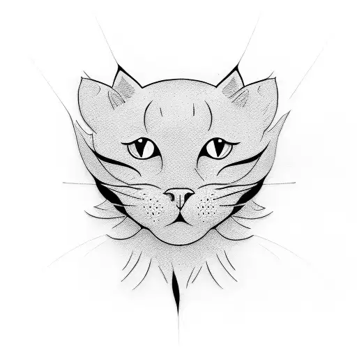 very minimalist black cat silhouette tattoo design idea