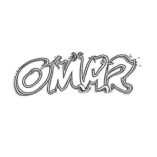 the word omar, with shading around tattoo design idea